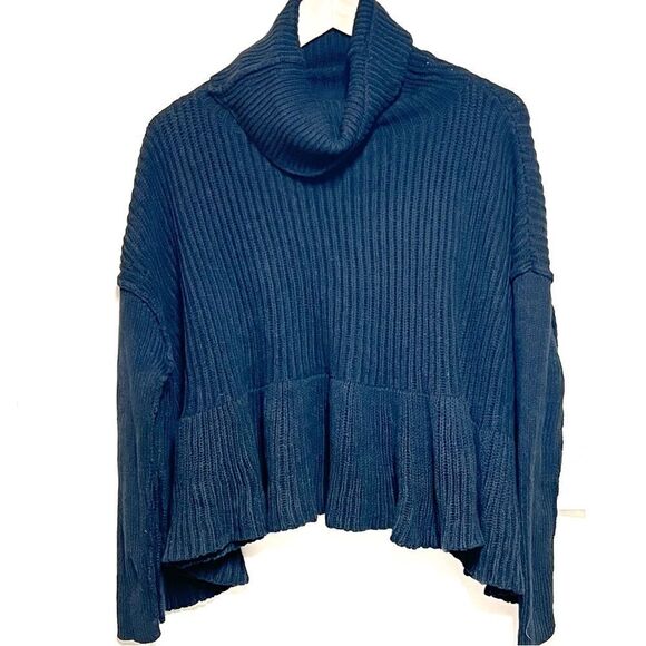 NWT Free People Black Layer Cake Ribbed Turtleneck Sweater Sz XS - Picture 4 of 8